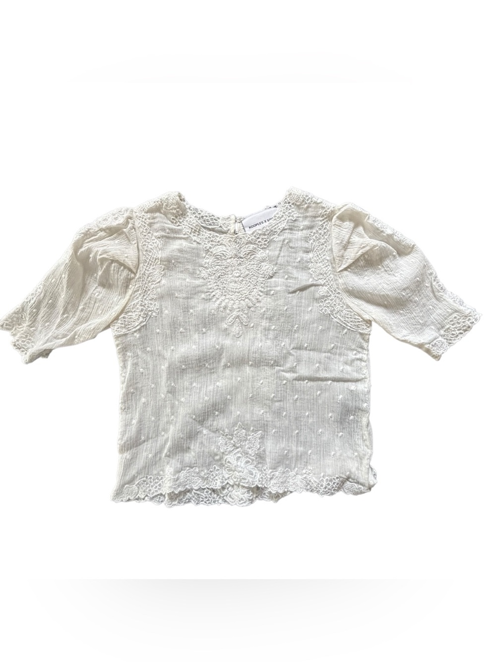 The Kooples Cream Lace Embroidered Blouse